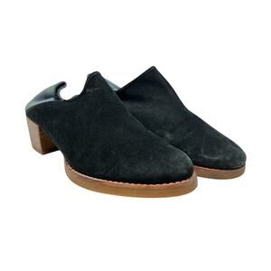 All Black Mules Heel Collapsible Back Slip‎ On Suede Leather Black Blue Sample